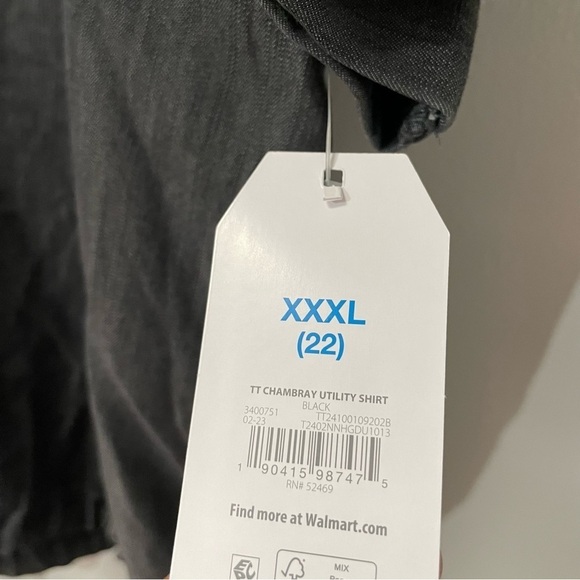Time & TRU Black Chambray Utility Top Shirt Blouse size XXXL (22) - Picture 6 of 7